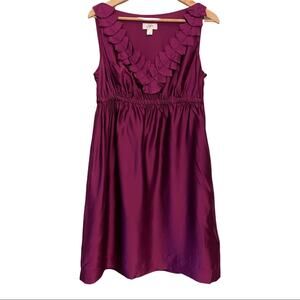 LOFT Purple Plum Sleeveless Satiny Dress 8 v-neck Wedding Guest